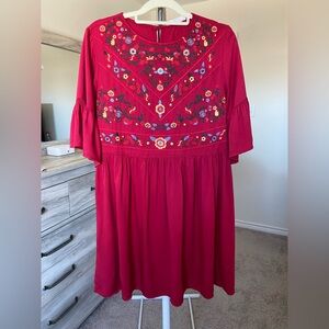 Chic Floral Embroidered Mini Dress